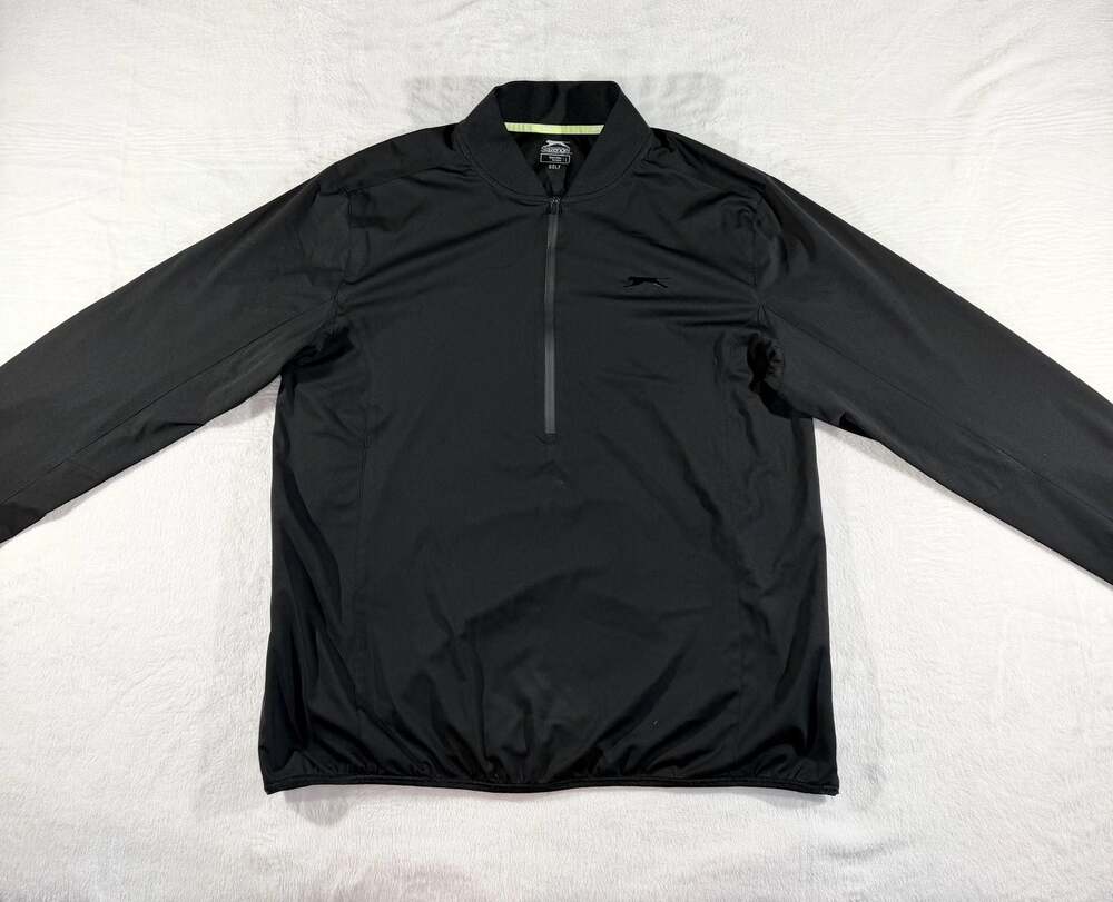 Slazenger Golf Black Tech Bomber 1/2 Zip Pullover Jacket Men's Size L